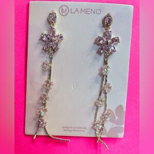 LAMENO Gorgeous Gold and Silver Floral Drop Earrings
